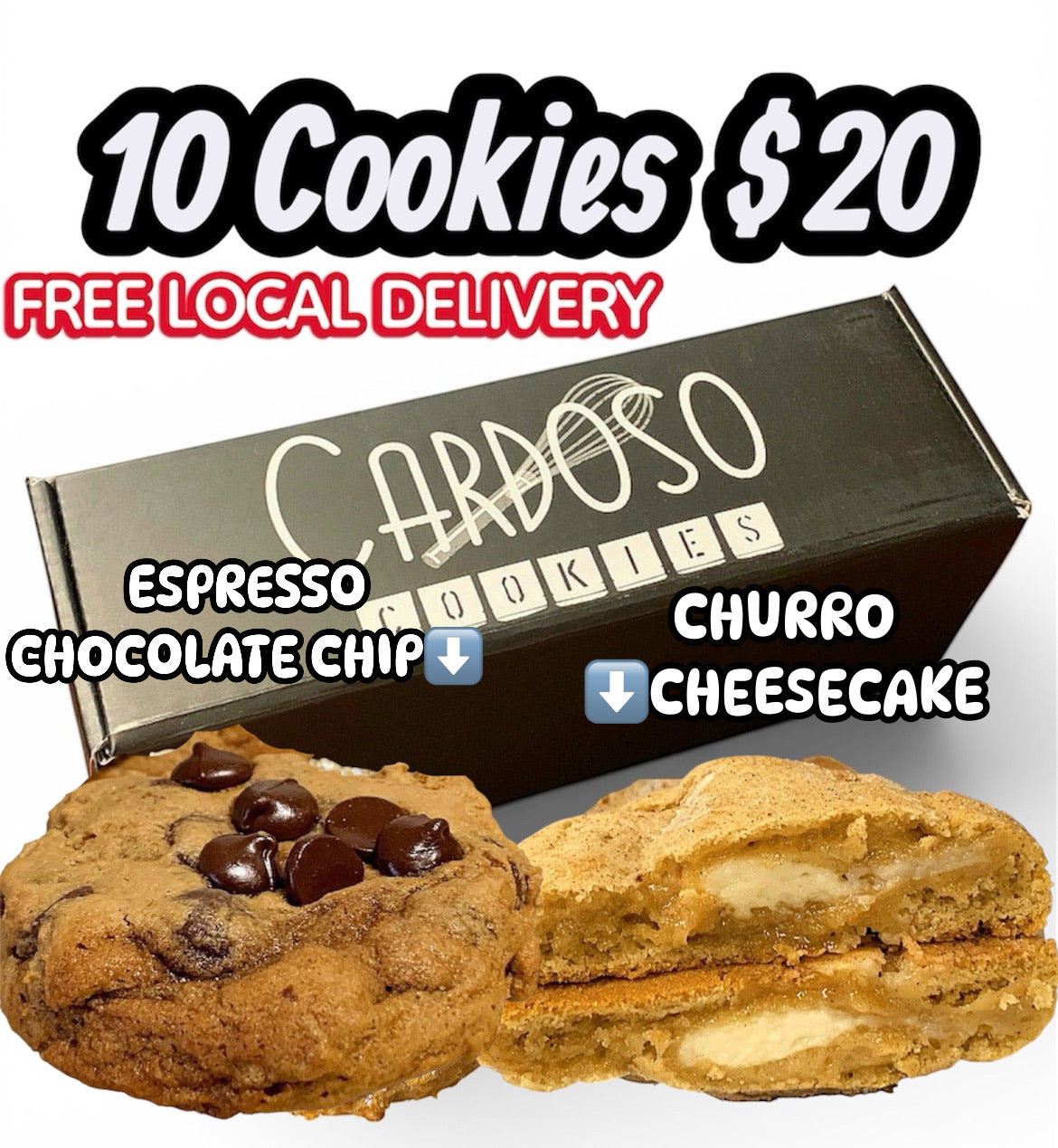 *10 Cookie Combo Pack* Espresso Chocolate Chip & Churro Cheesecake Cookies