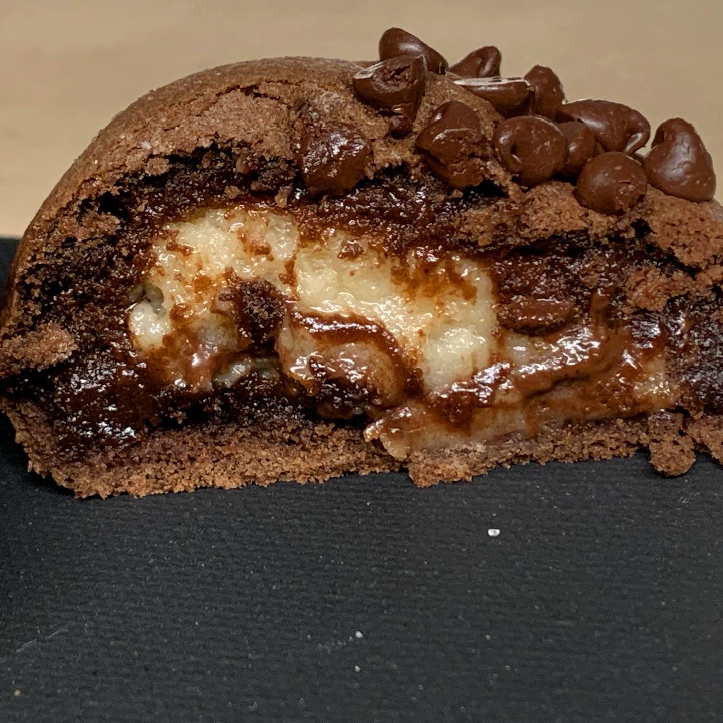 Cookie Dough stuffed Double Chocolate Cookie