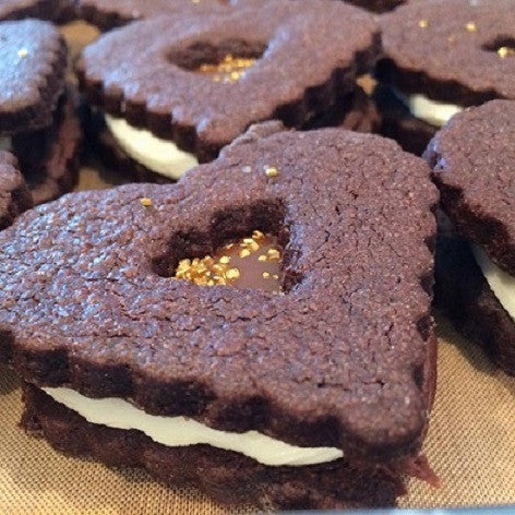 Black and White Salted Caramel Chocolate Heart Cookies